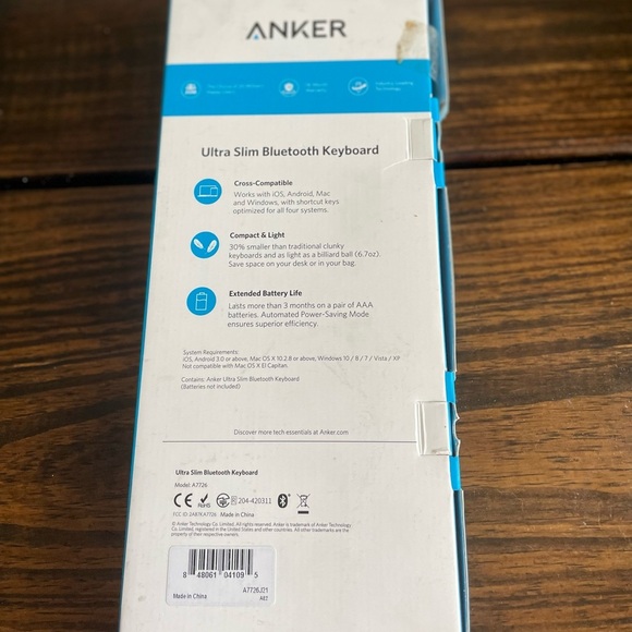 Anker Wireless Bluetooth Keyboard Ultra Slim for iOS / Mac / Android / PC - Picture 2 of 3